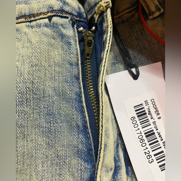 NWT COOPER 9 MENS MAGMA STRIPE JEANS RED BLACK 34X32 - Picture 9 of 11